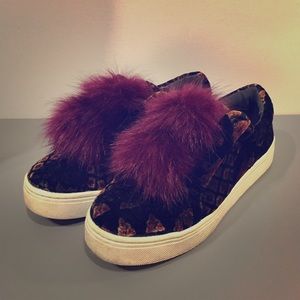 Sam Edelman fur trimmed velvet slip on